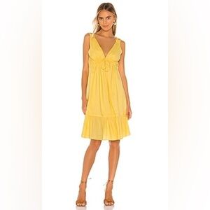 Revolve Majorelle Canary Yellow Ruffle‎ Hem Slip Knee Length SunDress Size XL